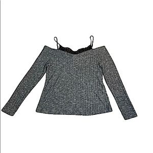 Maurice Off the Shoulder Lace Front Sweater. Size M